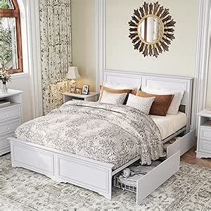 XIAO WEI Queen Size Bed Frame with Headboard and 